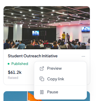 Sharing a Manna donation page link